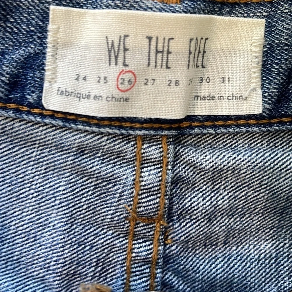 We The Free Blue Jean Shorts Distressed Raw Hem size 26